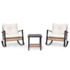 LAUSAINT HOME 3 Pieces Patio Outdoor Conversation Set with 2-Tier Coffee Table, PE Wicker and Galvanized Steel(Beige)