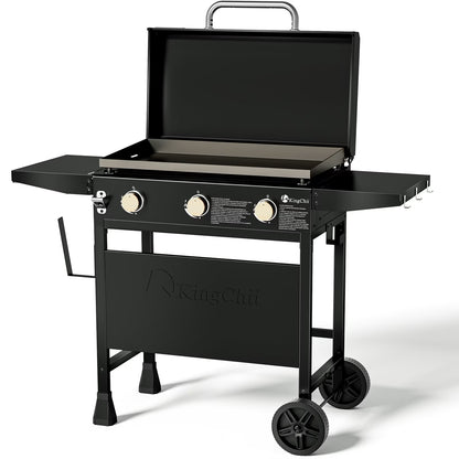 KingChii 3-Burner 28" Propane Griddles Outdoor Flat Top Gas Grill Griddle for Camping, Tailgating, BBQ, Parties, Backyard & Patio