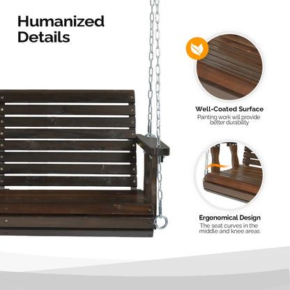 Zimtown Patio Wooden Porch Swing Swing Chair Bench Heavy Duty 880lbs with Hanging Chains for Outdoors,4 FT, Rustic