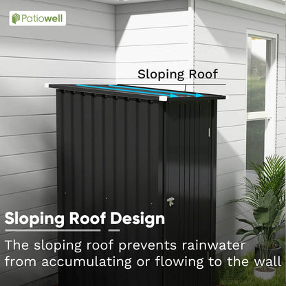 Patiowell 3?3FT Metal Outdoor Storage Shed with Sloping Roof and Single Lockable Door, Black