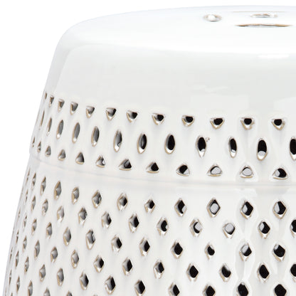Safavieh Diamond Drum Indoor/Outdoor Garden Patio Stool, White