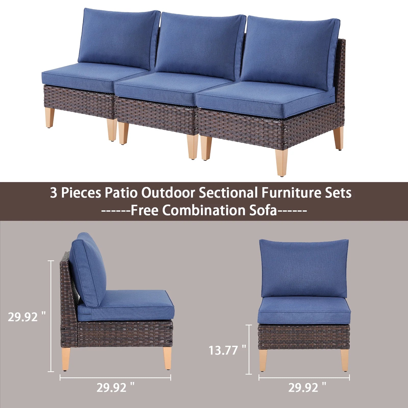 POCASSY 92.71" Wide Outdoor Reversible Patio Sectional with Cushions