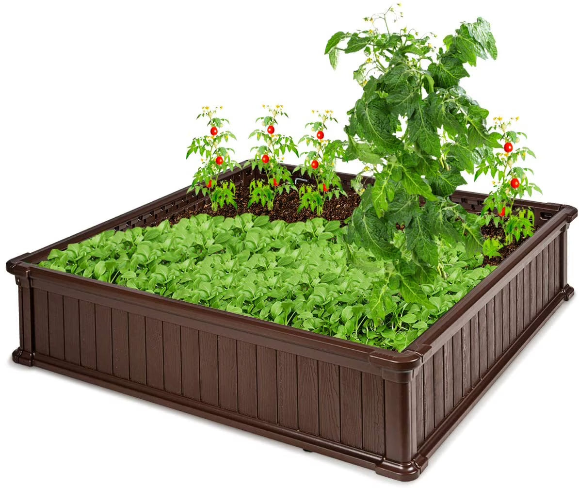 Tumis Raised Garden Bed, Planter for Flower Vegetables, Outdoor Plant Box Patio Backyard, Easy Assembly (48.5''Lx48.5''Wx12''H, White)