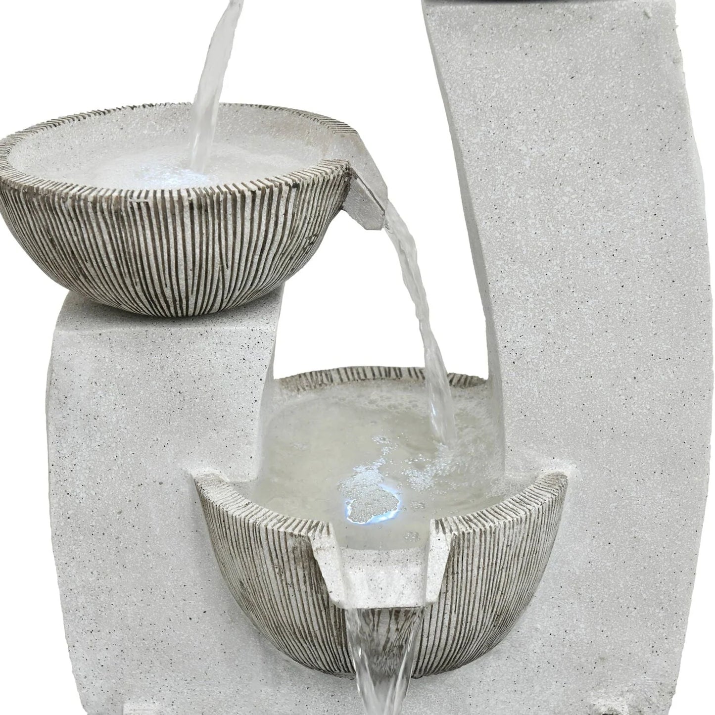 Hanover 32.5-In. Contemporary Basin Indoor or Outdoor Garden Fountain with LED Lights for Patio, Deck, Porch, HAN033FNTN-01