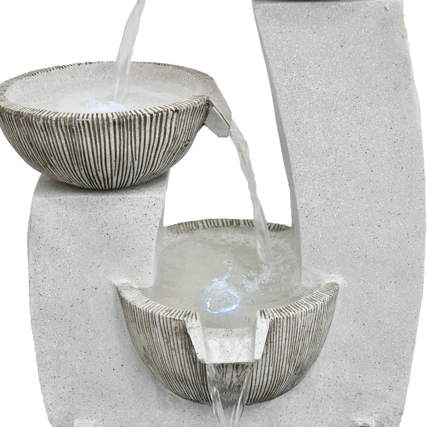 Hanover 32.5-In. Contemporary Basin Indoor or Outdoor Garden Fountain with LED Lights for Patio, Deck, Porch, HAN033FNTN-01