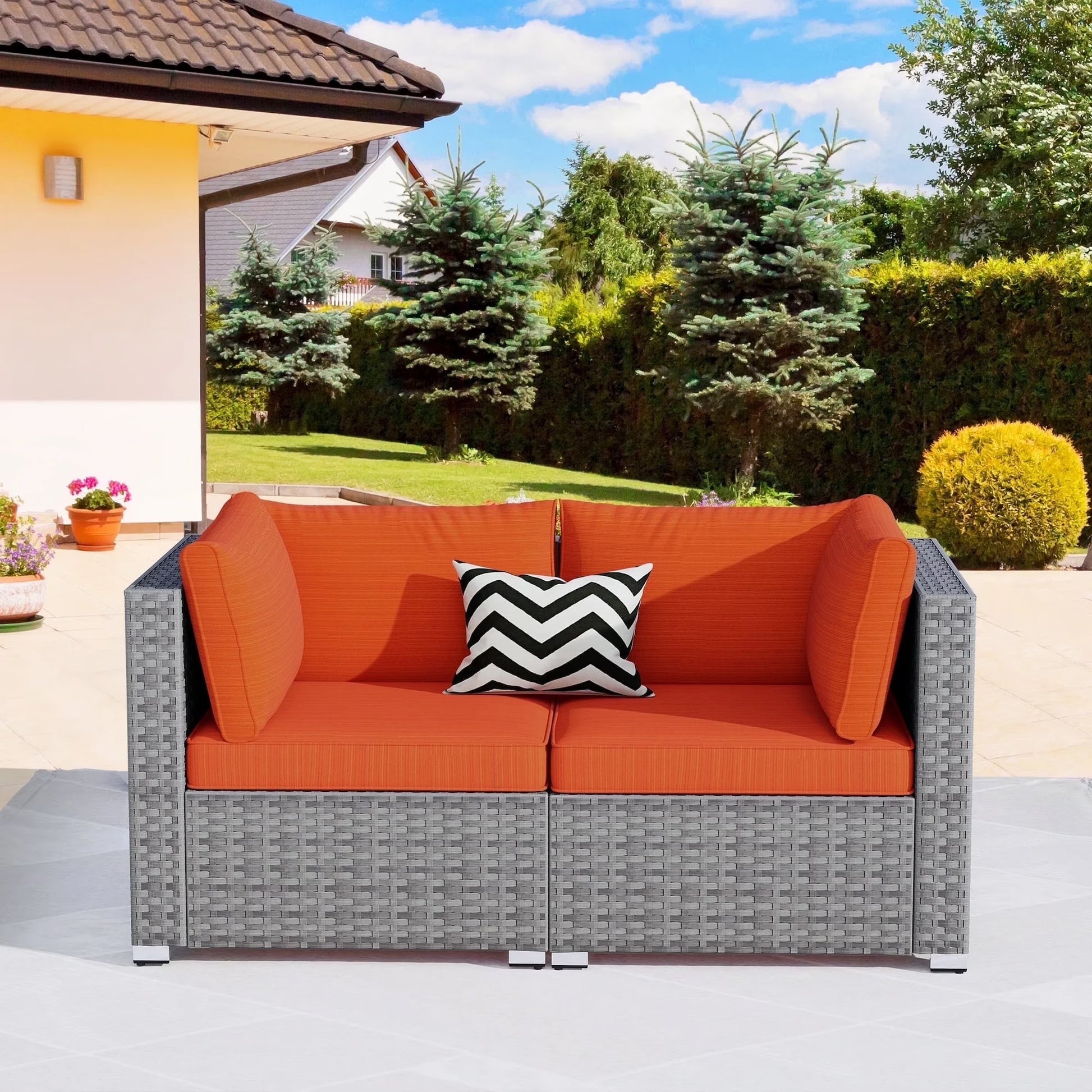 Vcatnet 11 Pieces Outdoor Patio Furniture Sets with Fire Pit Sectional Sofa All Weather Wicker Conversation Set with Swivel Glider Chairs, Black