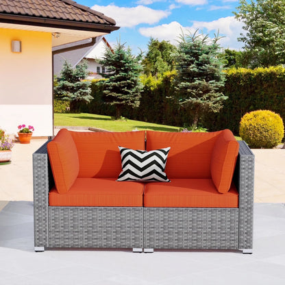 Vcatnet 11 Pieces Outdoor Patio Furniture Sets with Fire Pit Sectional Sofa All Weather Wicker Conversation Set with Swivel Glider Chairs, Black