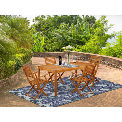 East West Furniture Wooden Patio Set Natural Oil, CMBS5CANA
