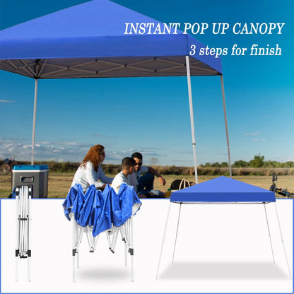 Canopy Tent, 10X10 FT Outdoor Pop Up Canopy Slant Legs Gazebo Shelter for Patio Deck Garden and Beach - 8X8 Canopy Top (Blue)