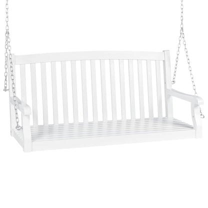 Best Choice Products 48in Wood Porch Swing Outdoor Patio Hanging Bench Chair w/Mounting Chains, 500lb Capacity - White