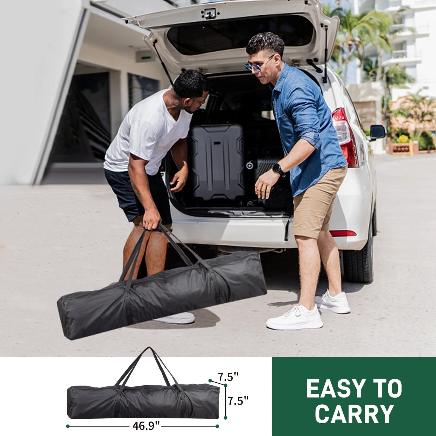 Outdoor Canopy Tent Pop Up with 4 Sidewalls 6.5x6.5 ft, Patio Portable Canopies Shelter Heavy Duty Straight Legs with Roller Bag, 8 Stakes, 4 Ropes, White