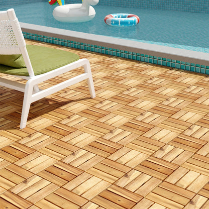 Costway 30 PCS Interlocking Flooring Tiles Floor Decking for Patio Acacia Wood Outdoor