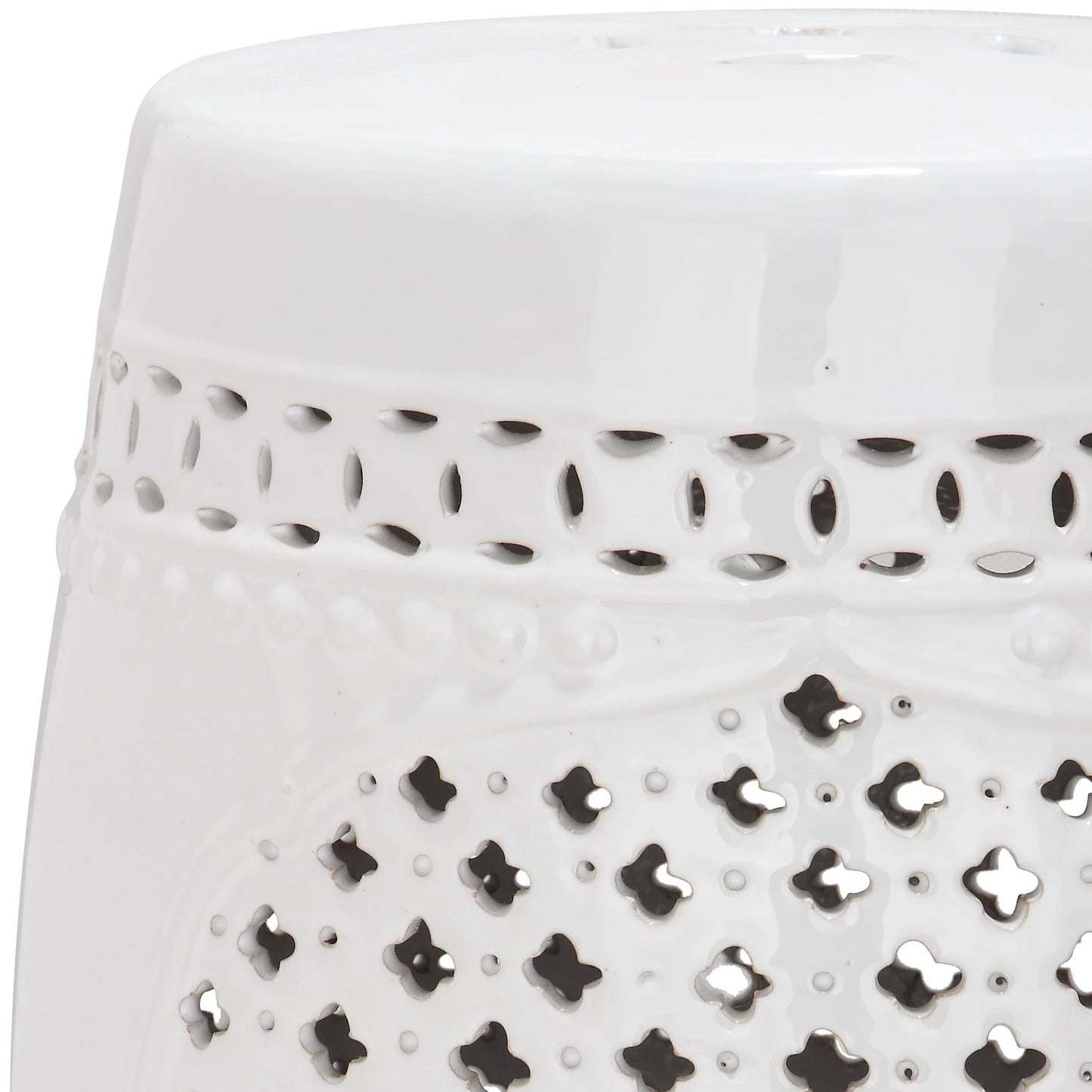 Safavieh Quatrefoil Ceramic Indoor/Outdoor Garden Patio Stool, White