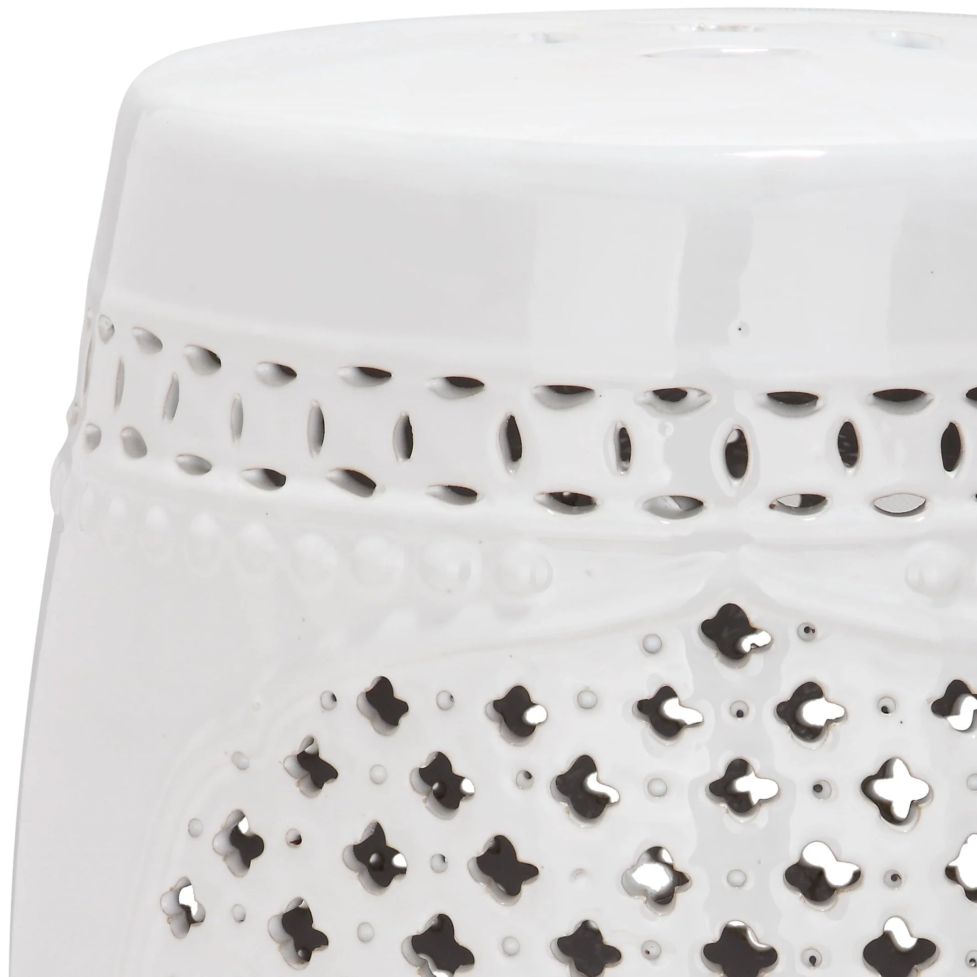 Safavieh Quatrefoil Ceramic Indoor/Outdoor Garden Patio Stool, White