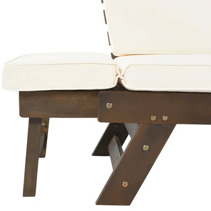 Adjustable Patio Wooden Outdoor Couch with Removable Cushions and Pillow, for Outdoor, Bedroom, Living Room, Study, Balcony,Beige