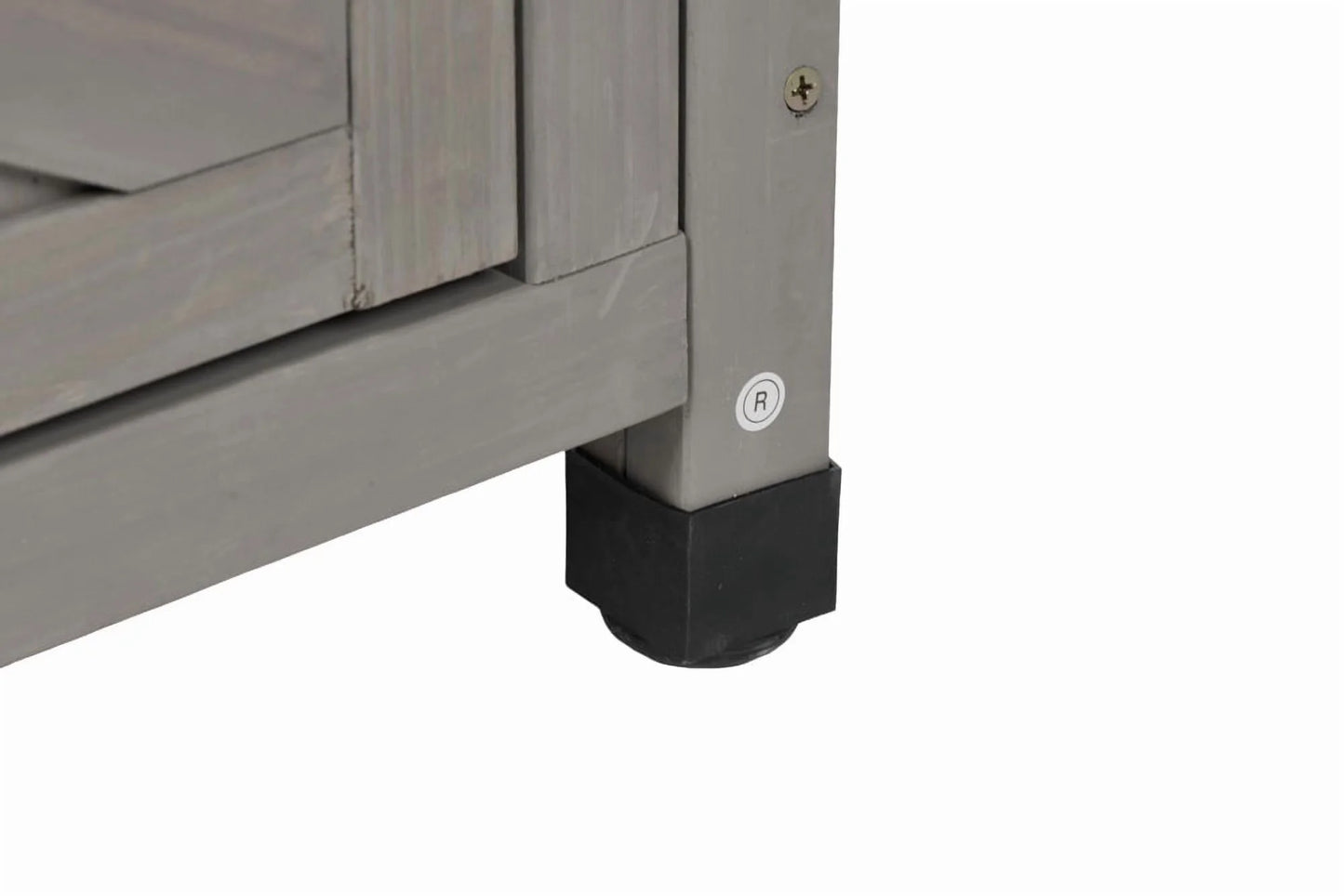 Outdoor Storage Cabinet, Patio Bar Table with Two Doors and Shelves, Wooden Patio Bar Table Set with Storage, Buffet Cabinet Sideboard for Outdoor and Indoor, Gray