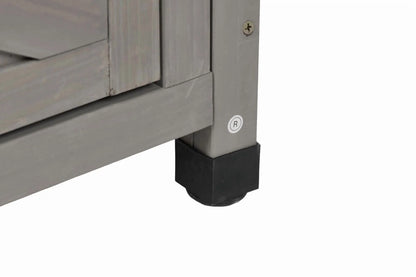 Outdoor Storage Cabinet, Patio Bar Table with Two Doors and Shelves, Wooden Patio Bar Table Set with Storage, Buffet Cabinet Sideboard for Outdoor and Indoor, Gray