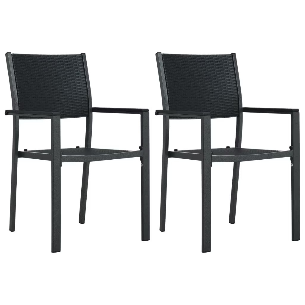vidaXL Patio Chairs Dining Chair for Deck Porch Black Plastic Rattan Look