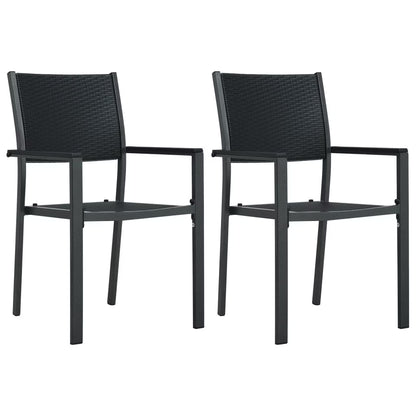 vidaXL Patio Chairs Dining Chair for Deck Porch Black Plastic Rattan Look