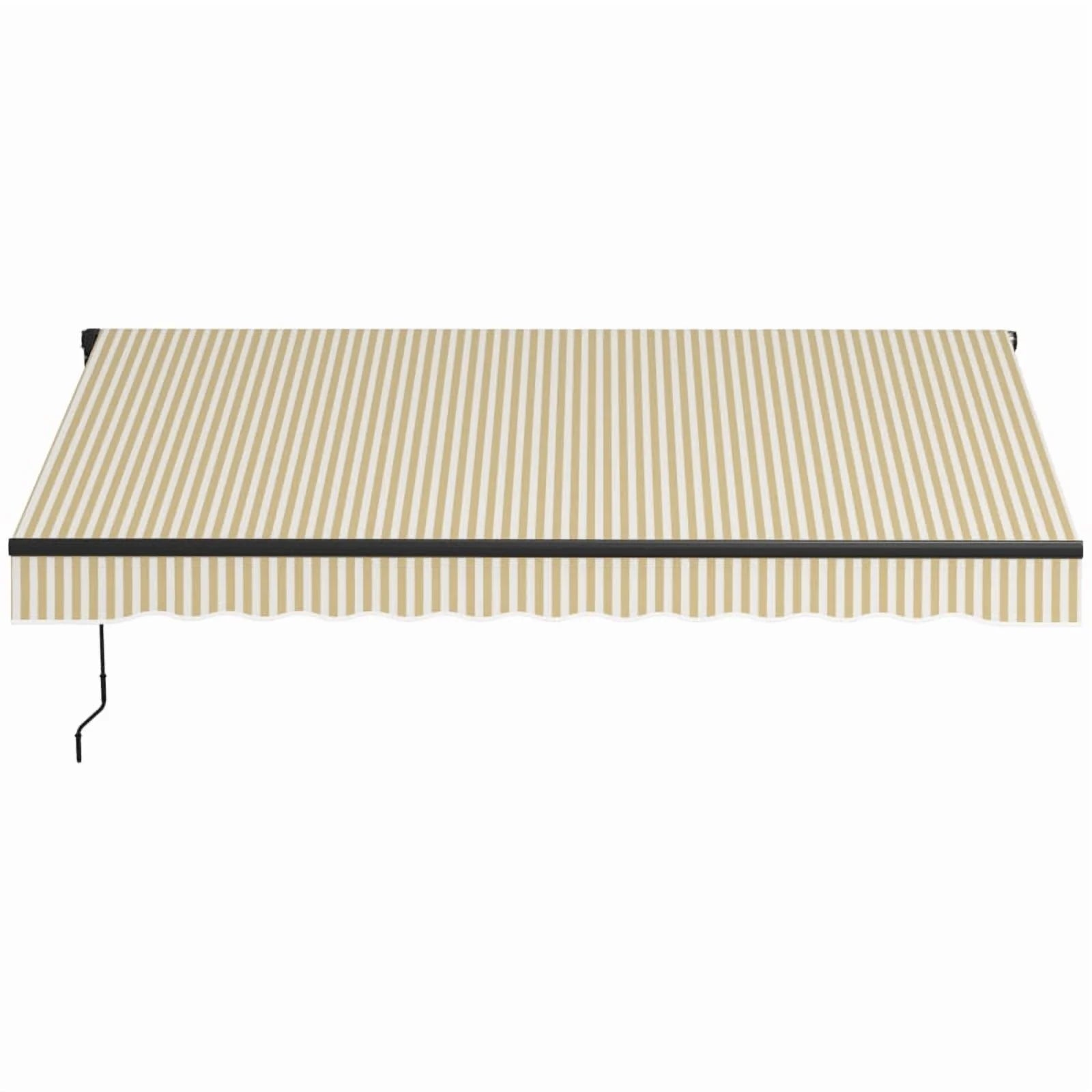 Outsunny 12' x 10' Retractable Awning, Patio Awning Sunshade Shelter with Manual Crank Handle, 280gsm UV Resistant Fabric and Aluminum Frame for Deck, Balcony, Yard, Beige and White On-Site