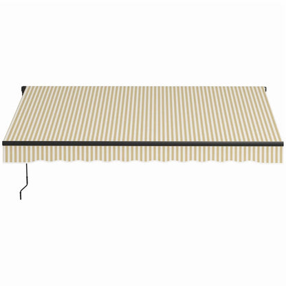 Outsunny 12' x 10' Retractable Awning, Patio Awning Sunshade Shelter with Manual Crank Handle, 280gsm UV Resistant Fabric and Aluminum Frame for Deck, Balcony, Yard, Beige and White On-Site
