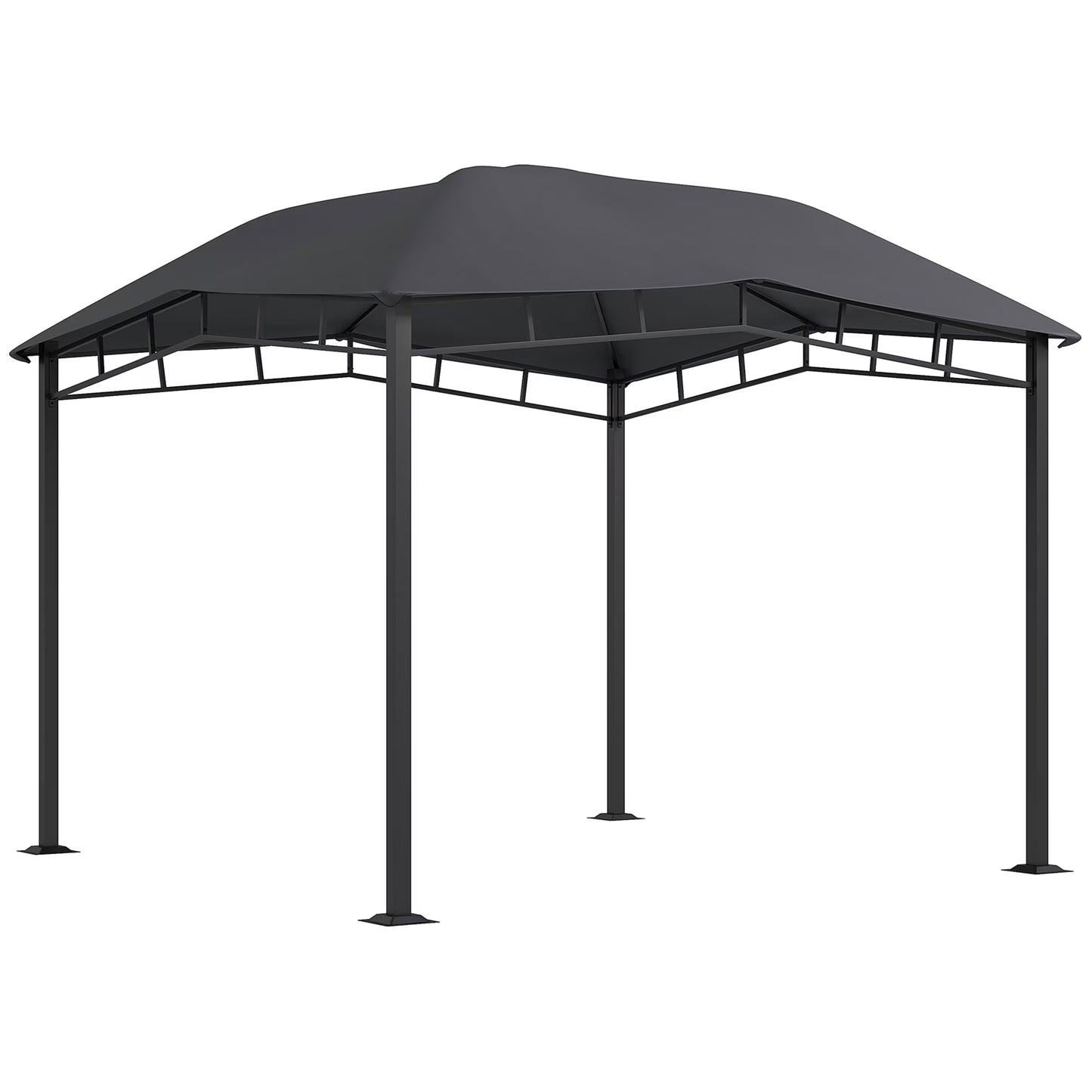 Outdoor Umbrellas Outsunny 10' x 10' Soft Top Patio Gazebo Outdoor Canopy with Unique Geometric Design Roof, All-weather Steel Frame, Gray,Patio Shades