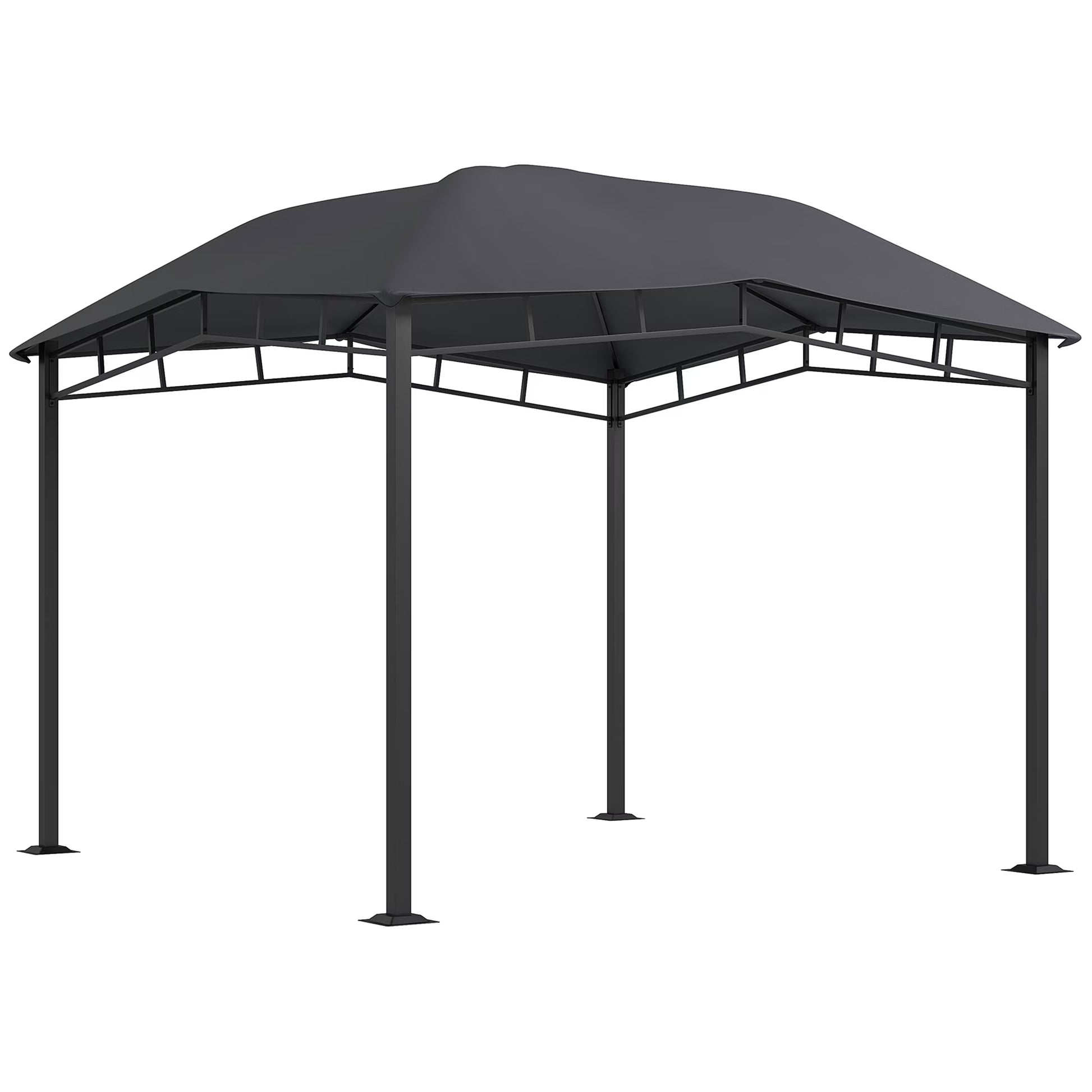 Outdoor Umbrellas Outsunny 10' x 10' Soft Top Patio Gazebo Outdoor Canopy with Unique Geometric Design Roof, All-weather Steel Frame, Gray,Patio Shades