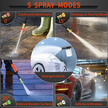 Electric Pressure Washer 3500 PSI, Max 2.4 GPM with Foam Cannon & 4 Nozzle Tips, Electric Power Washer for Cars, Fences, Driveways, Home, Patios - Powerful Power Washers Electric Powered