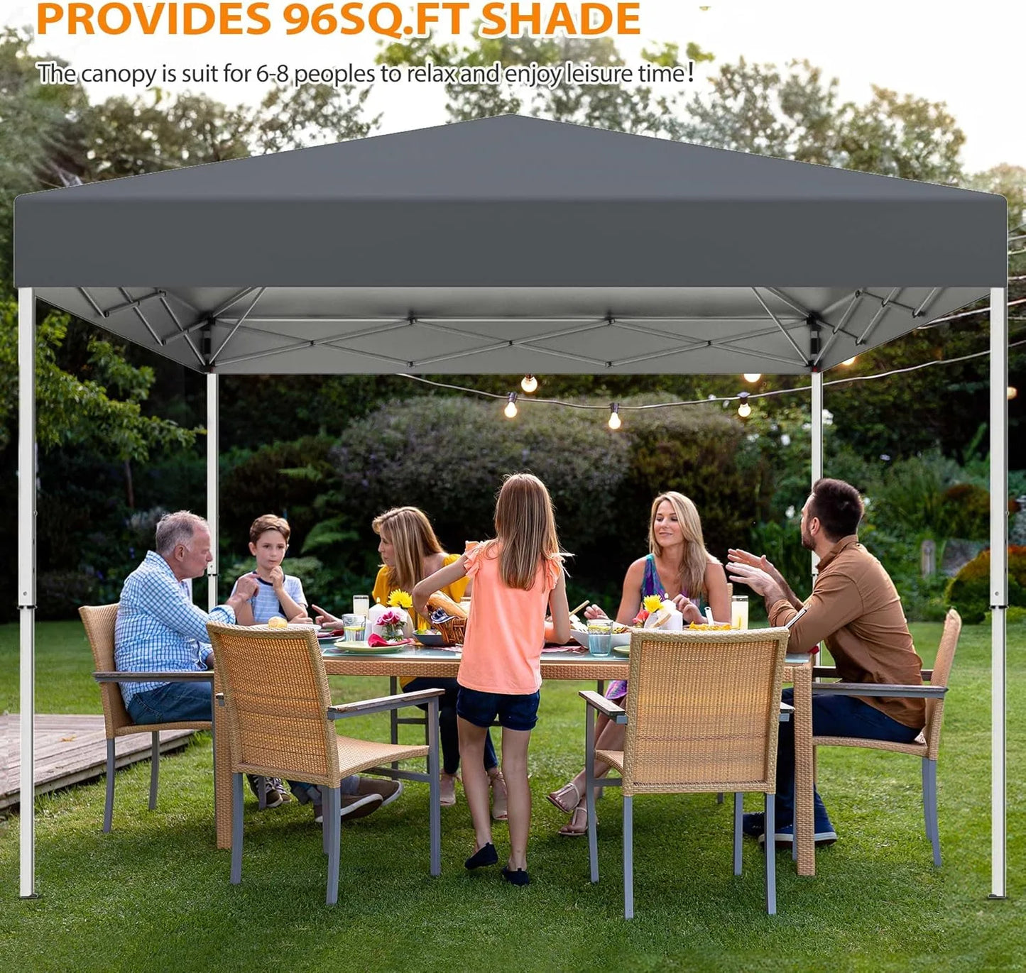 10 X 10ft Pop Up Canopy Tent Easy Set up Outdoor Instant Straight Legs Portable Gazebo Shelter with Wheeled Bag for Camp Beach Patio and Garden (Grey)