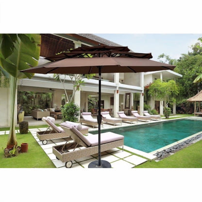 9Ft 3 Tier Patio Umbrella,Outdoor Umbrella with Crank & Tilt,Market Umbrella with Wind Vents,Water Resistant,UV Protection 40+,Canopy Umbrella for Patio/Garden/Pool/Table