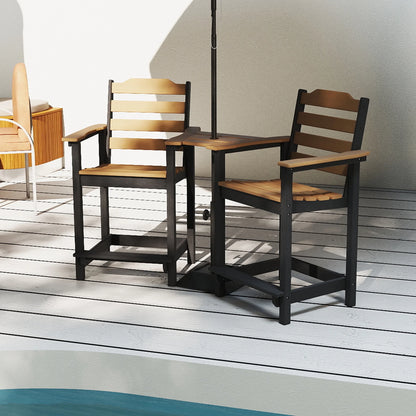 Decksplore Tall Adirondack Chairs Set of 6 with Detachable Connecting Tray, HDPE Bar Height Outdoor Chairs, Wood-Like Adirondack Bar Stools for Patio, Balcony, Porch, Black brown