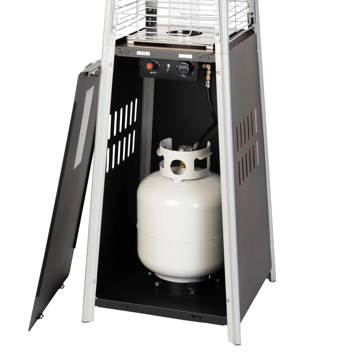 Fire Sense Pyramid Flame Patio outdoor propane Heater Tower with Wheels Coronado Brushed Bronze