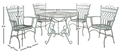 SAFAVIEH Thessaly Outdoor Patio 5 Piece Dining Set, Antique Green