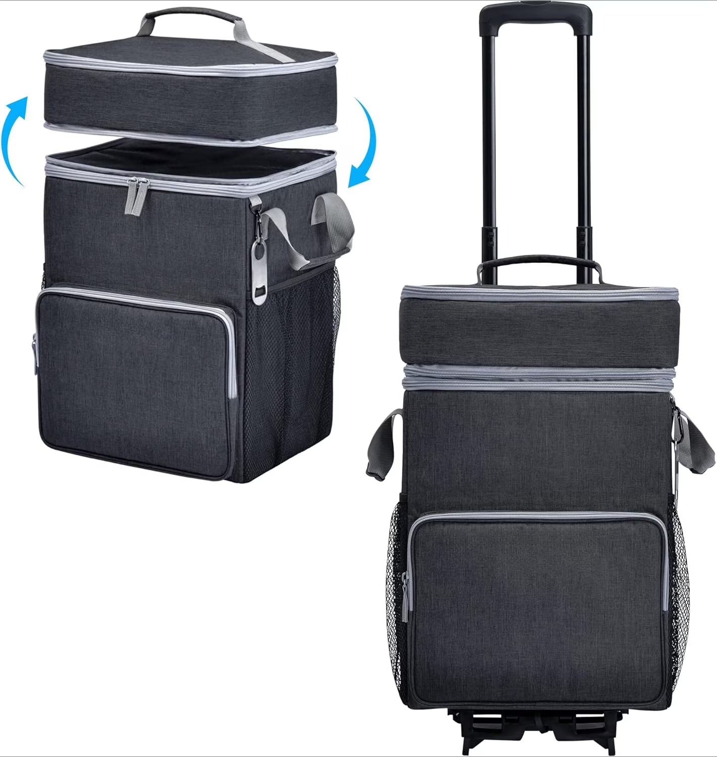 72-Can Large Rolling Cooler, Leakproof Insulated Soft Cooler Bag with Wheels and Handle Collapsible for Beach Camping Patio Travel Outdoor