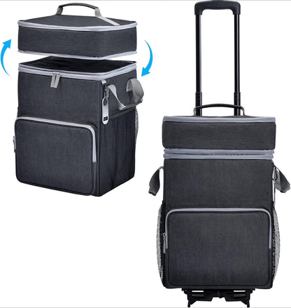 72-Can Large Rolling Cooler, Leakproof Insulated Soft Cooler Bag with Wheels and Handle Collapsible for Beach Camping Patio Travel Outdoor