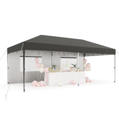 10'x 20' Pop up Canopy Tent,inst antEasy Setup Commercial Canopy Tent with 2Pcs Sidewalls, 12 Stakes & 6 Sandbags, Portable Outdoor Tent for Farmers' Market, Wedding, Patio, Party, Event