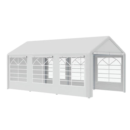Topcobe 10' x 20' Heavy Duty Party Tent & Carport with Removable Sidewalls and Double Doors, Large Canopy Tent, Sun Shade Shelter, Outdoor Patio Canopy for Garden Backyard Parties, BBQ, White