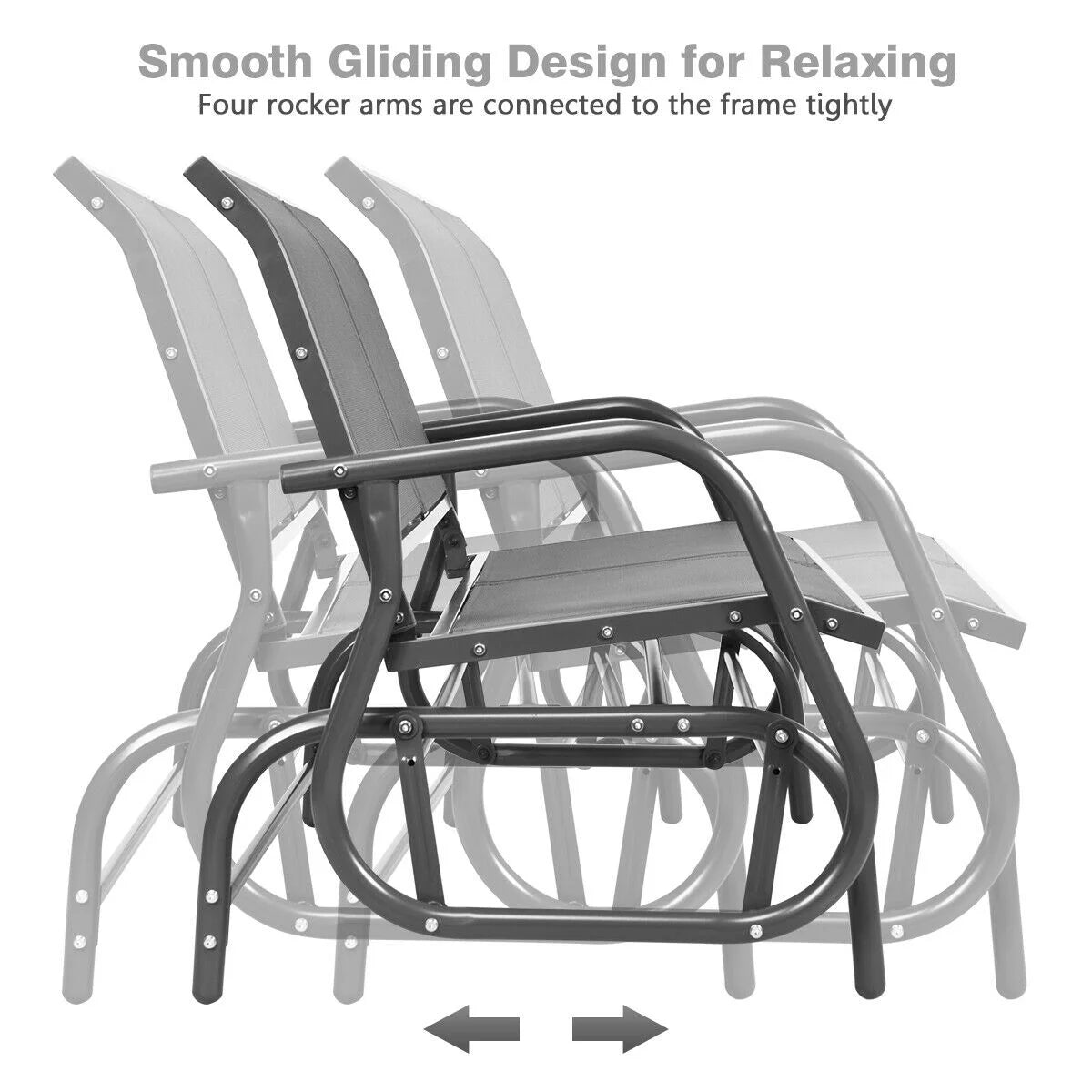 Gymax 48'' Outdoor Patio Swing Glider Bench Chair Loveseat Rocker Lounge Backyard Grey