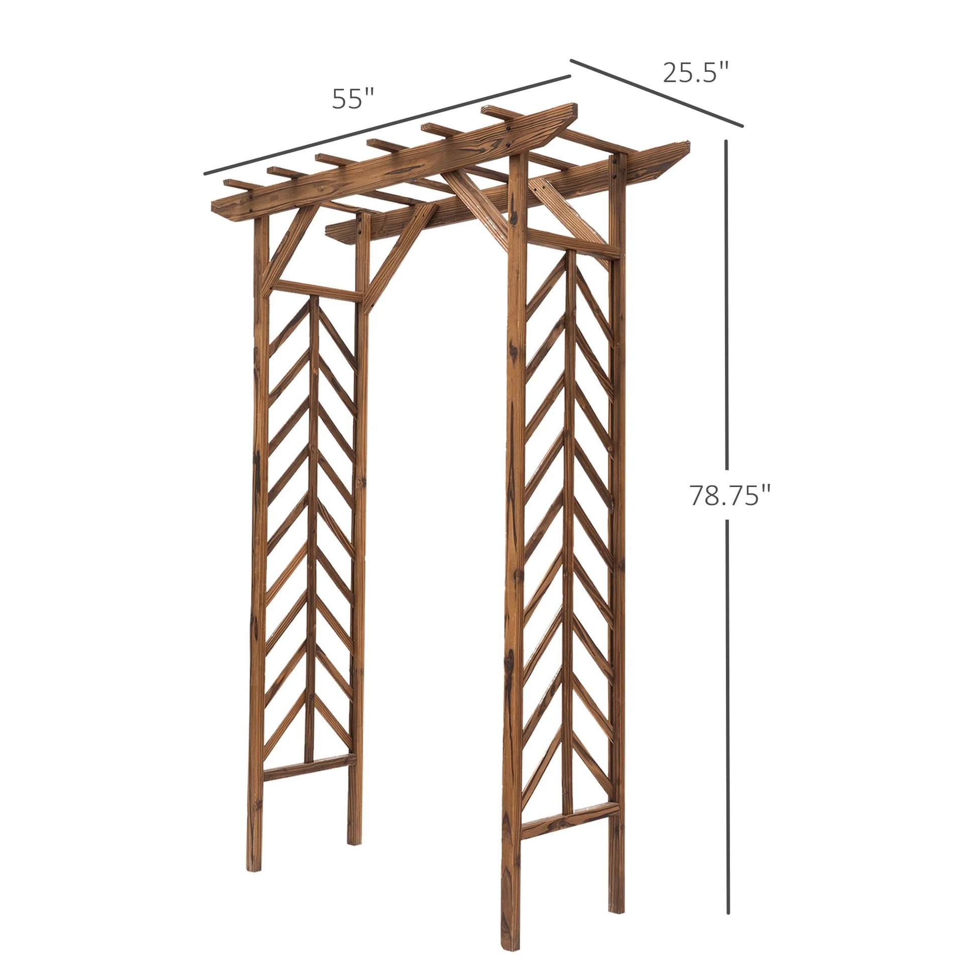DUOSONG Outsunny 79In Wooden Garden Arbor Arch Trellis With Classic Countryside Style, Pergola Style Roof For Climbing Vines For Ceremony Party Weddings Brown Wood Garden & Outdoor Outdoor & Patio