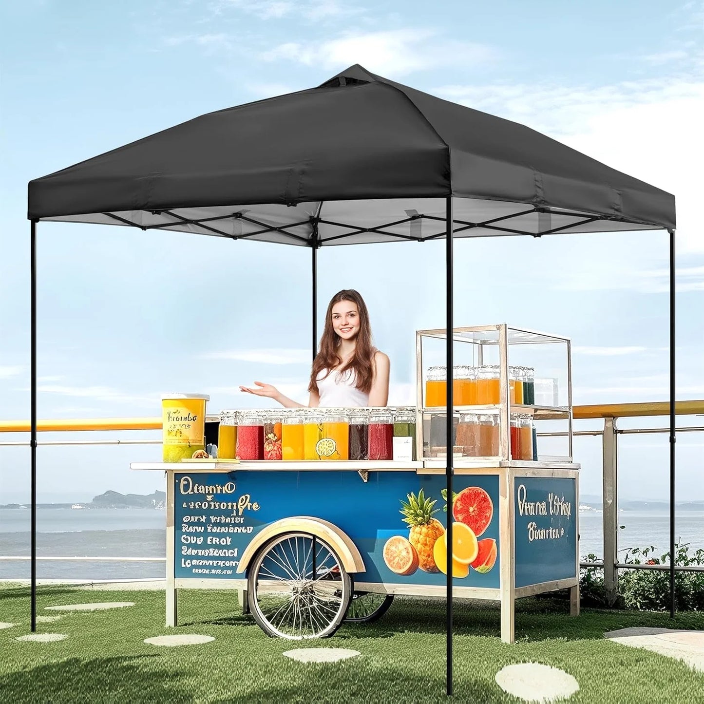 10x10ft Canopy Replacement Top Pop Up Tent Cover Roof with Air Vent, Waterproof for Outdoor Garden Patio Pavilion Sun Shade(Top Only) Black
