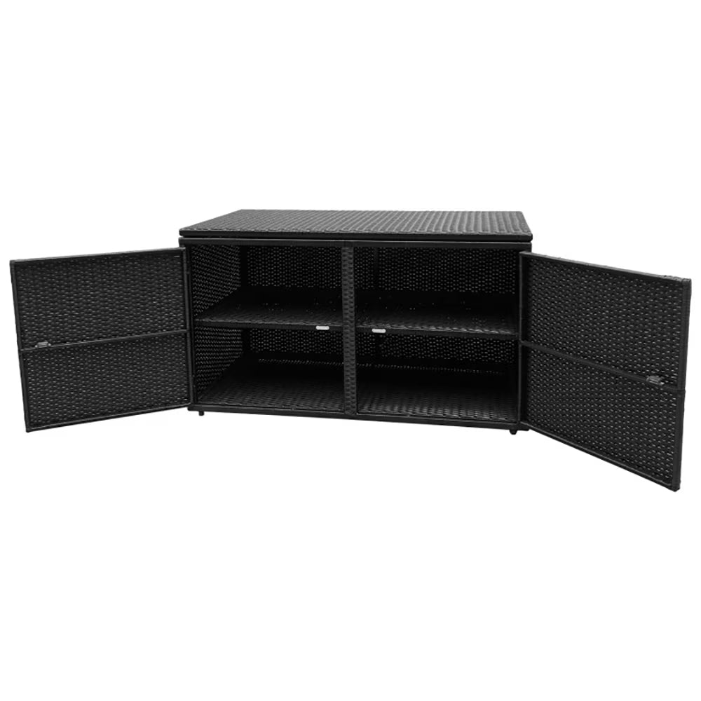 Canddidliike 88 Gallon Garden Patio Rattan Storage Container Box-Black, Outdoor Storage Box