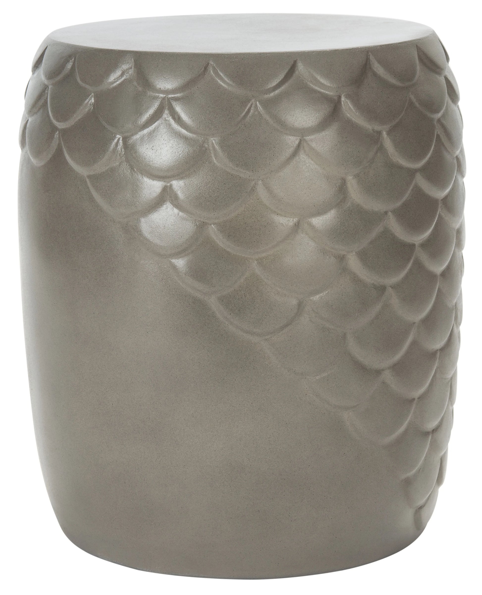 SAFAVIEH Julyvia Outdoor Patio Concrete Accent Stool, Dark Grey