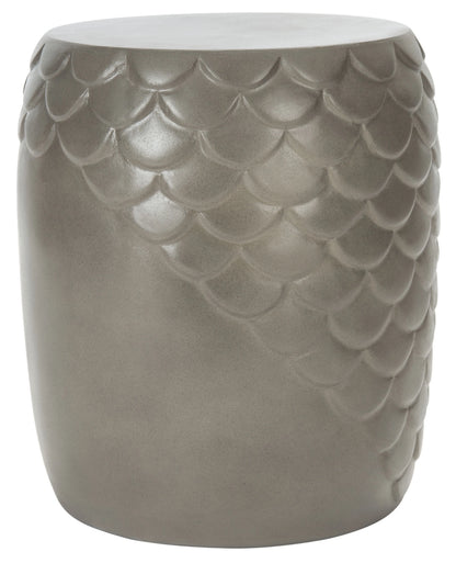 SAFAVIEH Julyvia Outdoor Patio Concrete Accent Stool, Dark Grey