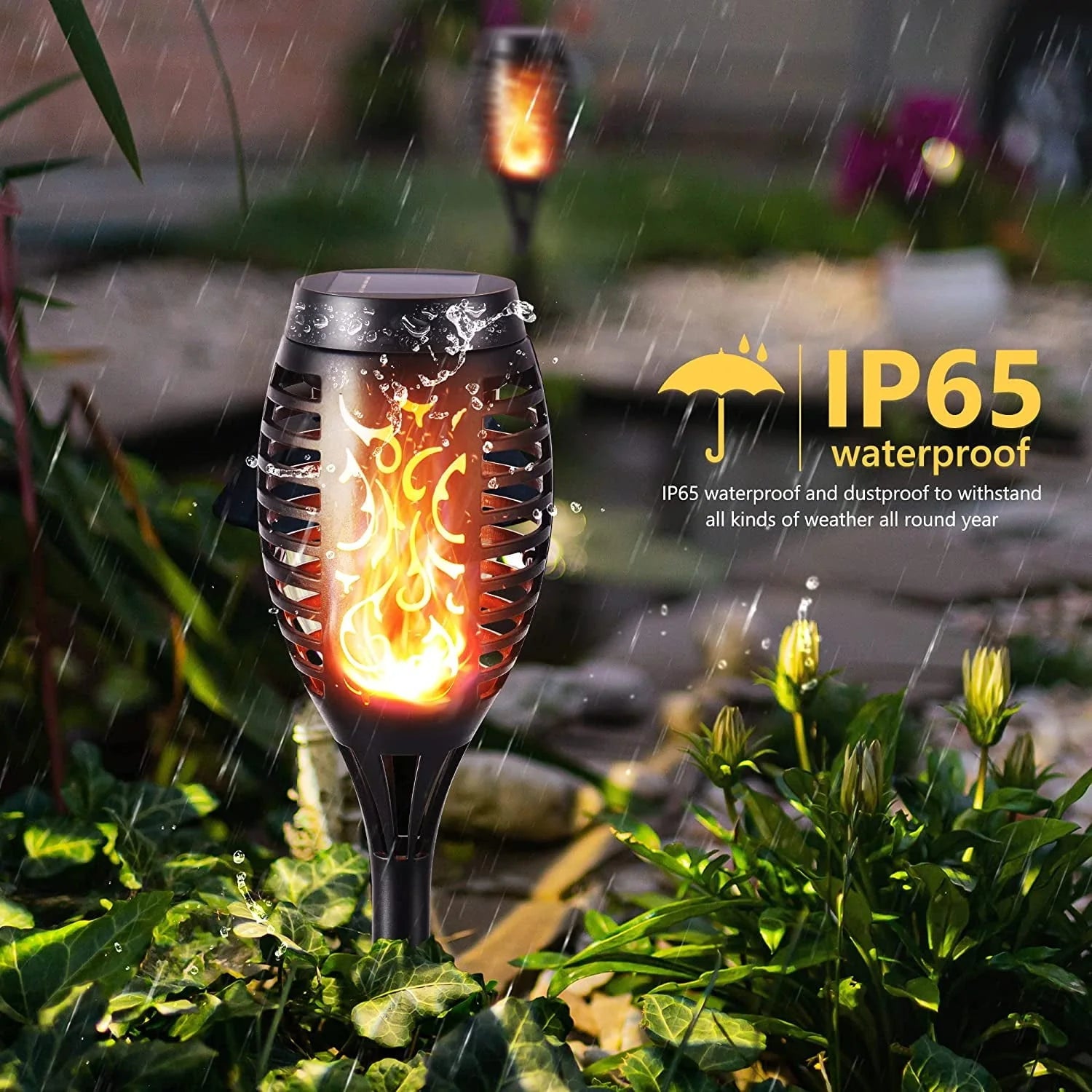 Toodour Christmas Solar Lights Outdoor with Flickering Flame, 12 Pack LED Solar Torch Lights, Waterproof Solar Garden Lights for Path Landscape Patio Christmas Decor