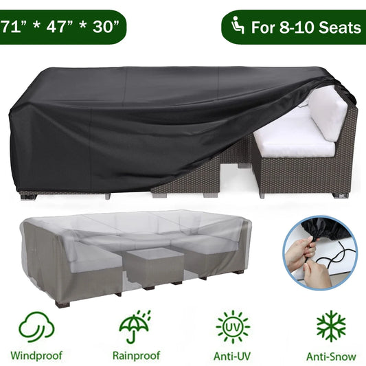 Patio Furniture Covers Waterproof,71 x 47 x 30 inch outdoor furniture cover waterproof,Dinosam Durable Outdoor Furniture Covers with 4 Windproof Buckles,Black Patio Table Cover Fits for 8-10 Seats