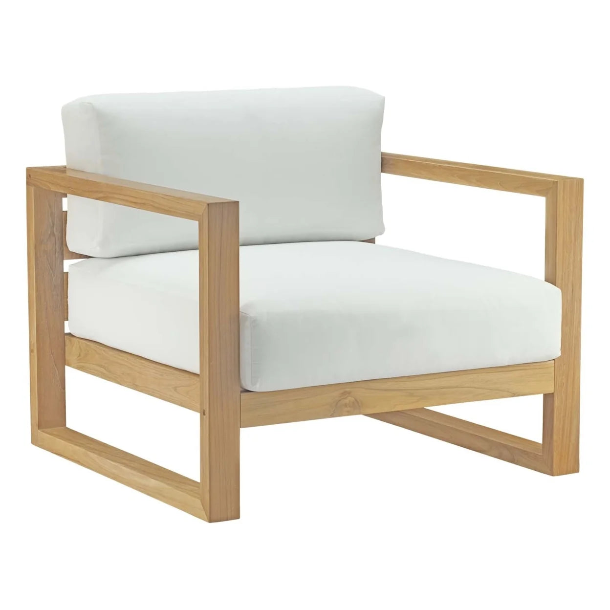 Modway Upland 4-Piece Wood Patio Sofa Set in Natural and White