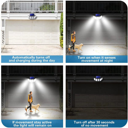 Solar Lights Outdoor AmeriTop 300 LED 7000K Motion Sensor Lights Cordless; 5 Adjustable Heads, 360° Wide Angle Illumination, IP65 Waterproof, Security LED Flood Light for Patio Yard Garden 2 Pack