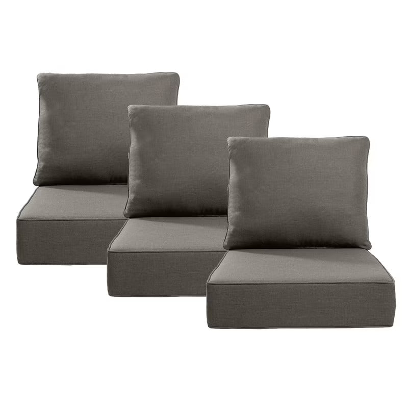 Terraloom 6 Inch Outdoor Cushions 24x24" - Water Resistant 2 Set Deep Seating Patio Chair Back& Seat Cushion for Wicker Rocking Swivel Chairs Loveseat Couch Sectional Sofa in Beige