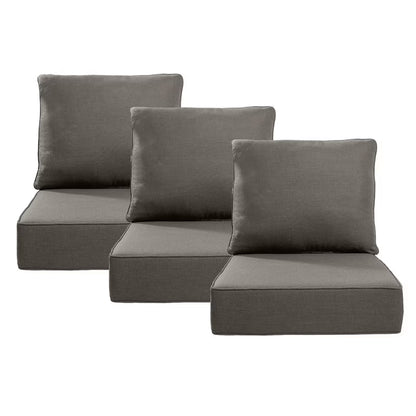 Terraloom 6 Inch Outdoor Cushions 24x24" - Water Resistant 2 Set Deep Seating Patio Chair Back& Seat Cushion for Wicker Rocking Swivel Chairs Loveseat Couch Sectional Sofa in Beige