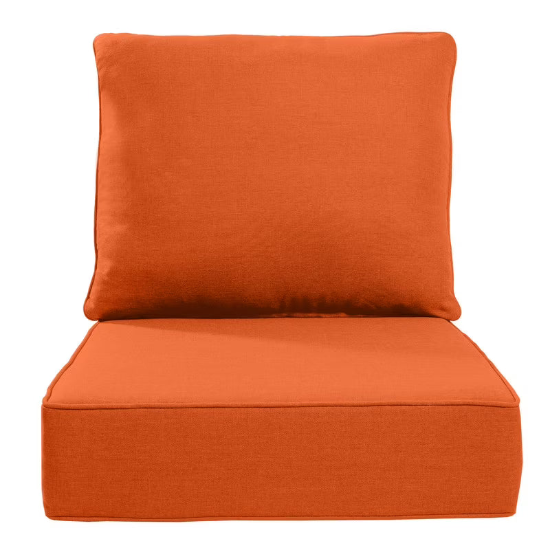 Terraloom 6 Inch Outdoor Cushions 24x24" - Water Resistant 2 Set Deep Seating Patio Chair Back& Seat Cushion for Wicker Rocking Swivel Chairs Loveseat Couch Sectional Sofa in Beige